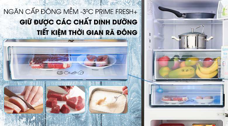 Ngăn cấp đông mềm thế hệ mới Prime Fresh+ - Tủ lạnh Panasonic Inverter 255 lít NR-BV280GKVN