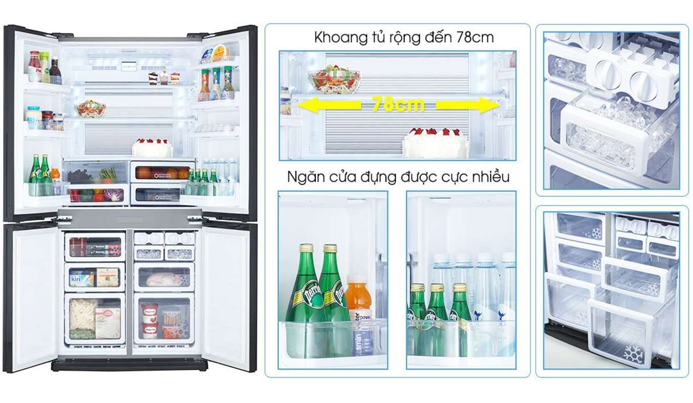 Tủ lạnh Sharp Inverter 678 lít SJ-FX688VG-BK với thiết kế tinh tế