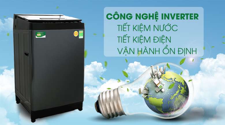 Máy giặt Toshiba Inverter 13 kg AW-DUJ1400GV KK - Tiết kiệm điện và nước nhờ công nghệ Inverter